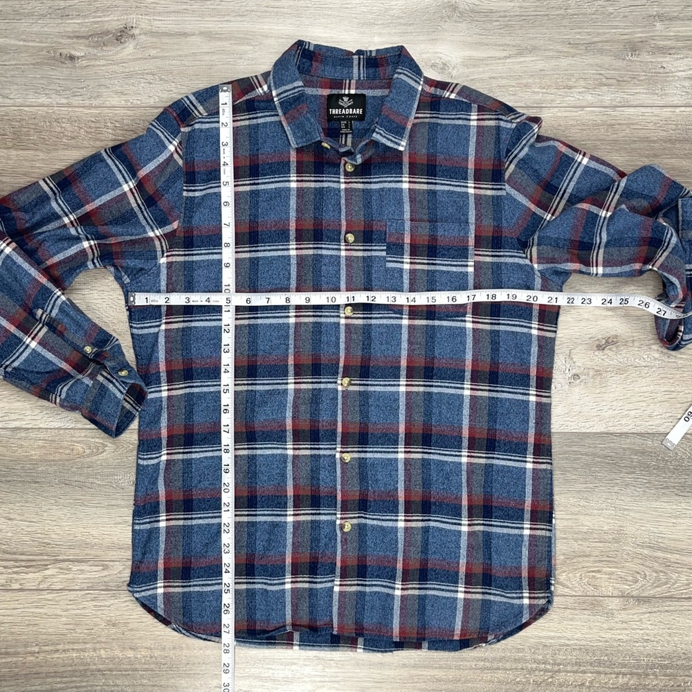 Threadbare Button Down Flannel Shirt Large Blue P… - image 7